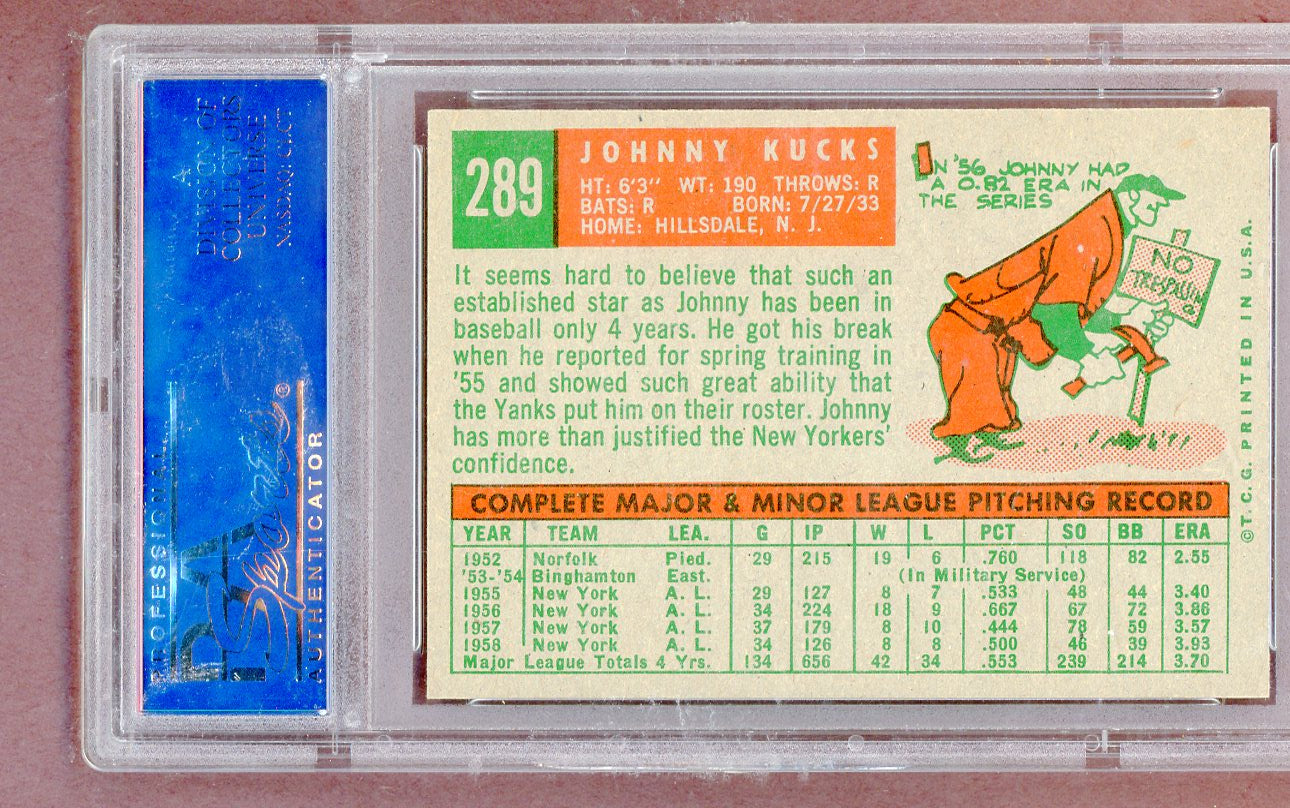 1959 Topps Baseball #289 Johnny Kucks Yankees PSA 8 NM/MT 561344