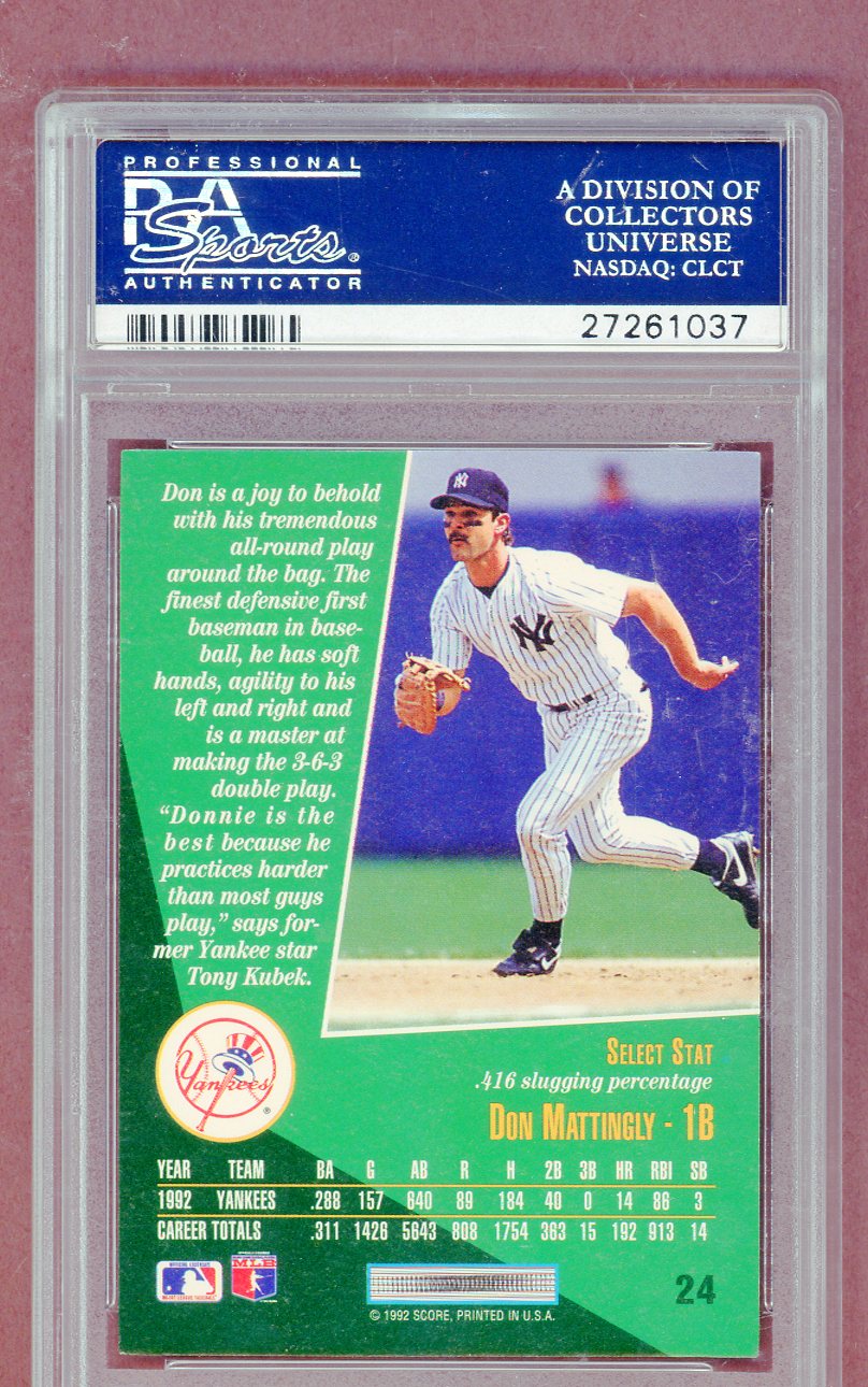 1993 Select #024 Don Mattingly Yankees PSA 10 GEM MINT 561347