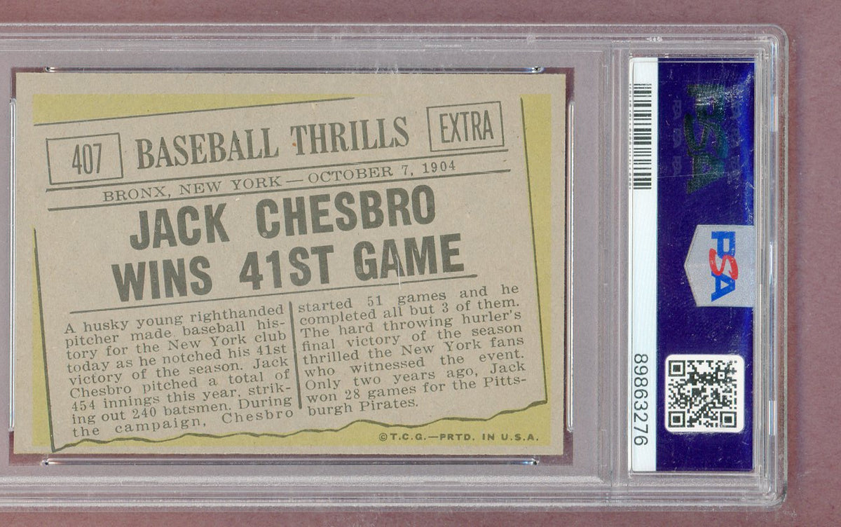 1961 Topps Baseball #407 Jack Chesbro Yankees PSA 8 NM/MT 561348