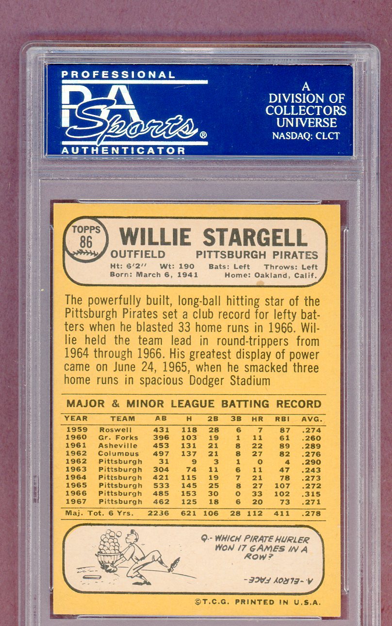 1968 Topps Baseball #086 Willie Stargell Pirates PSA 8 NM/MT 561356
