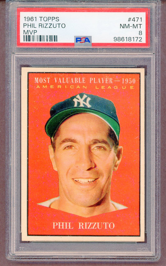 1961 Topps Baseball #471 Phil Rizzuto MVP Yankees PSA 8 NM/MT 561357