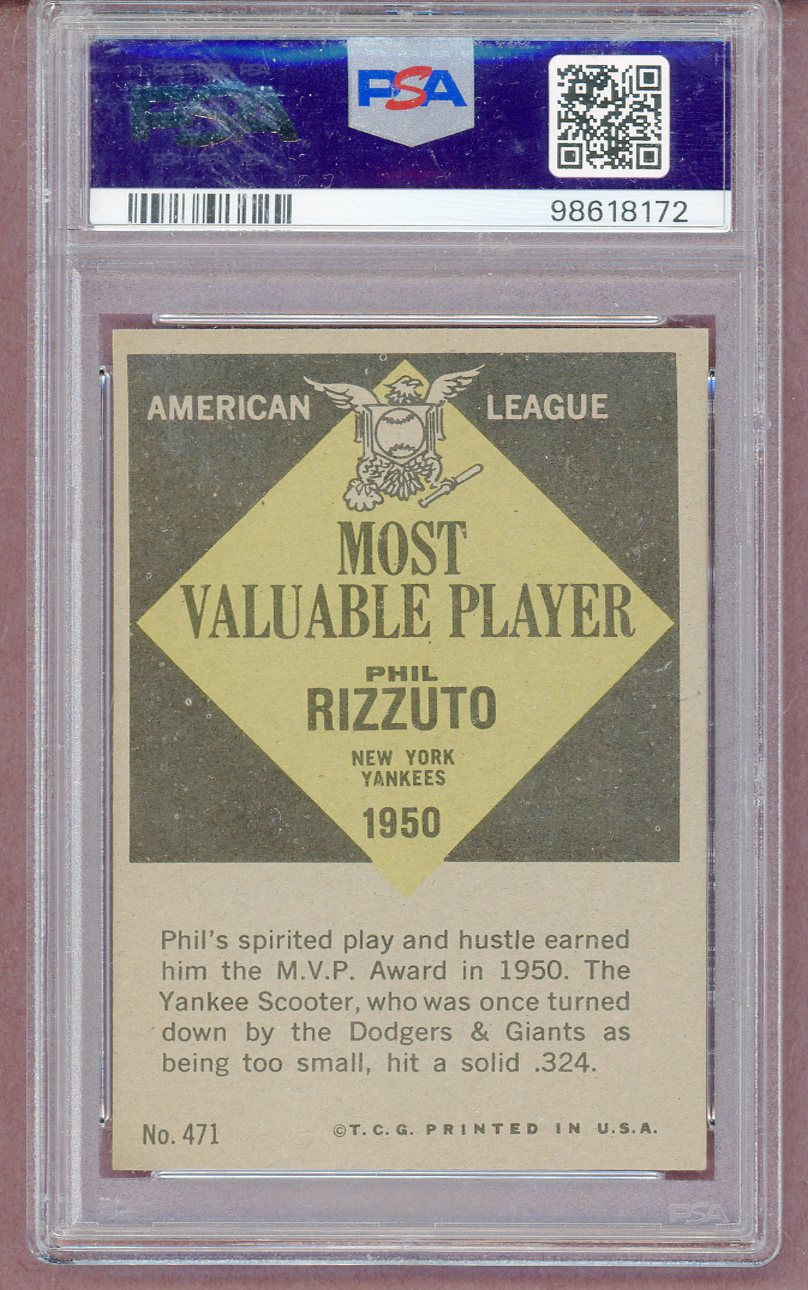 1961 Topps Baseball #471 Phil Rizzuto MVP Yankees PSA 8 NM/MT 561357