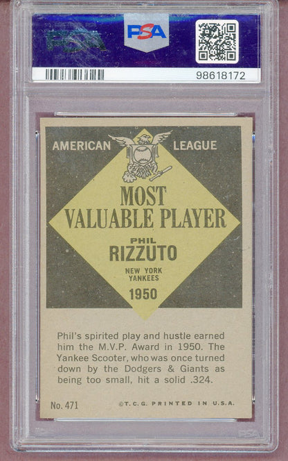 1961 Topps Baseball #471 Phil Rizzuto MVP Yankees PSA 8 NM/MT 561357