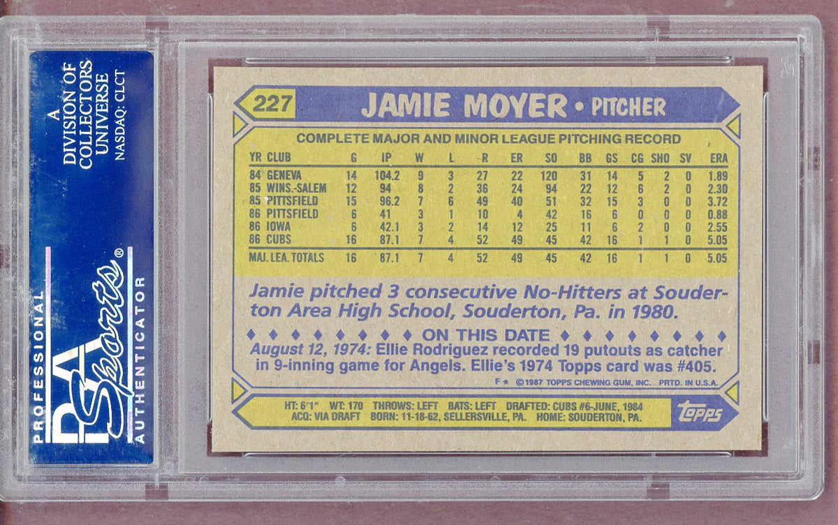 1987 Topps #227 Jamie Moyer Cubs PSA 10 GEM MINT 561358