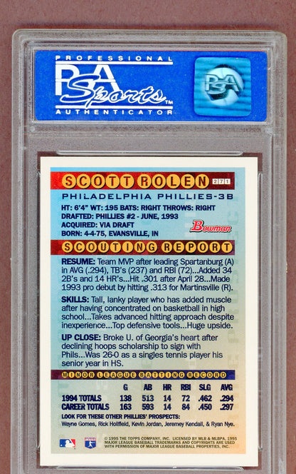 1995 Bowman #271 Scott Rolen Phillies PSA 9 MINT Foil 561360