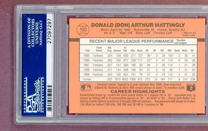 1990 Donruss #190 Don Mattingly Yankees PSA 10 GEM MINT 561364