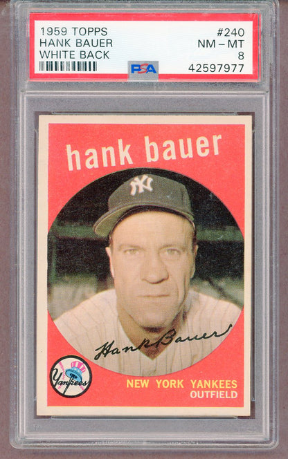 1959 Topps Baseball #240 Hank Bauer Yankees PSA 8 NM/MT 561365
