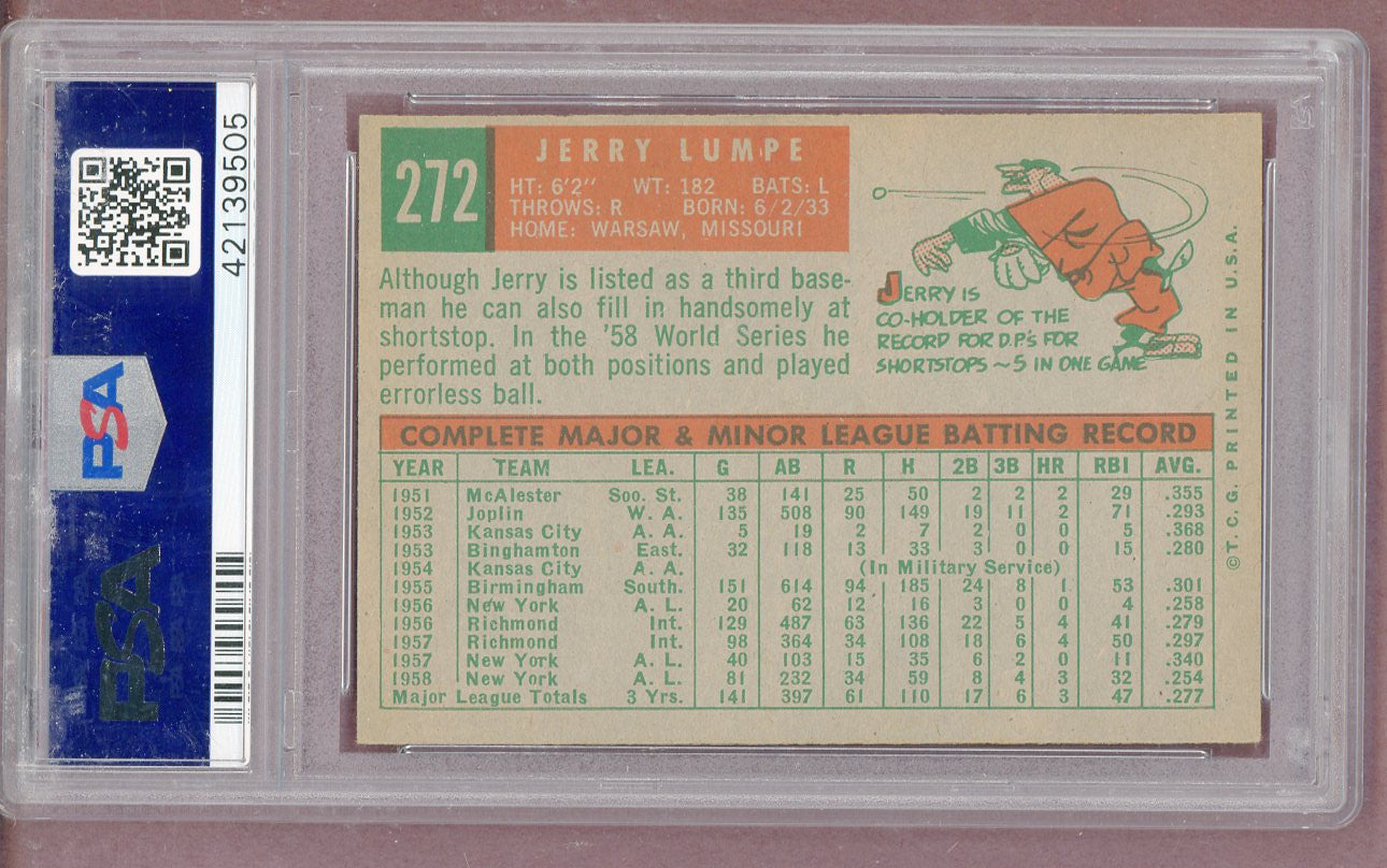 1959 Topps Baseball #272 Jerry Lumpe Yankees PSA 7 NM 561366