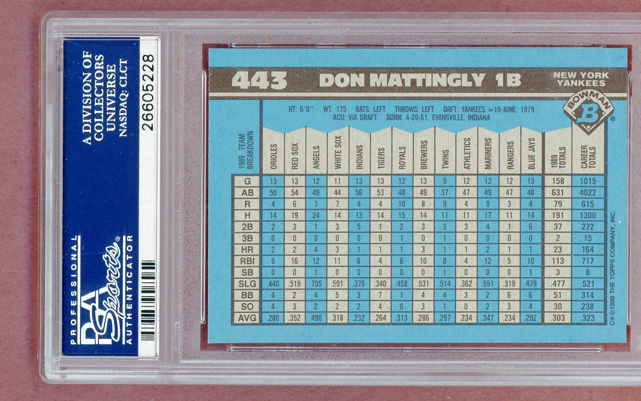 1990 Bowman #443 Don Mattingly Yankees PSA 10 GEM MINT 561367