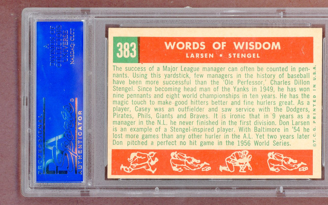 1959 Topps Baseball #383 Casey Stengel Don Larsen PSA 7 NM 561368