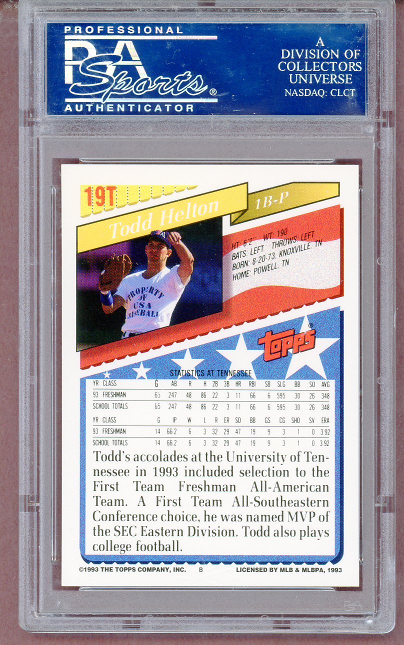 1993 Topps Traded #019T Todd Helton Team USA PSA 9 MINT 561369