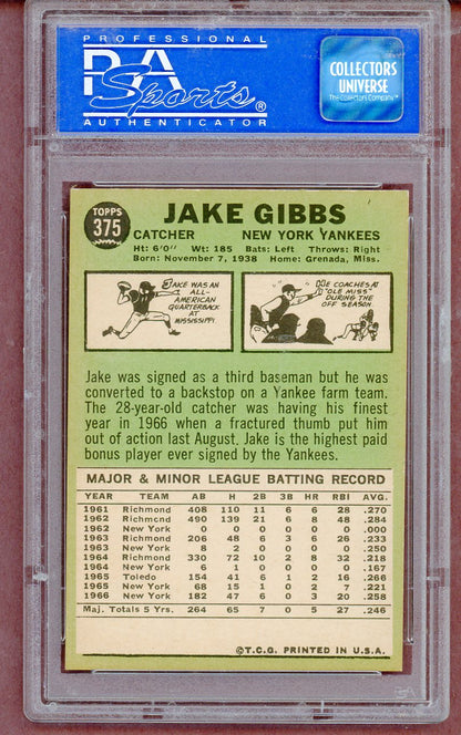 1967 Topps Baseball #375 Jake Gibbs Yankees PSA 8 NM/MT 561374