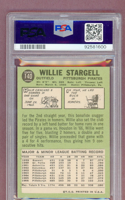 1967 Topps Baseball #140 Willie Stargell Pirates PSA 7 NM 561376