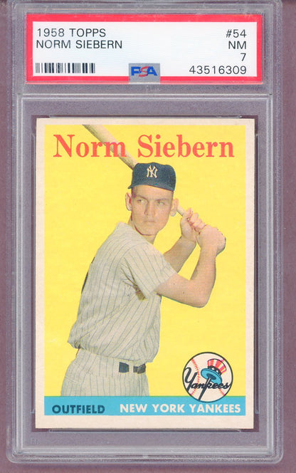 1958 Topps Baseball #054 Norm Siebern Yankees PSA 7 NM 561381