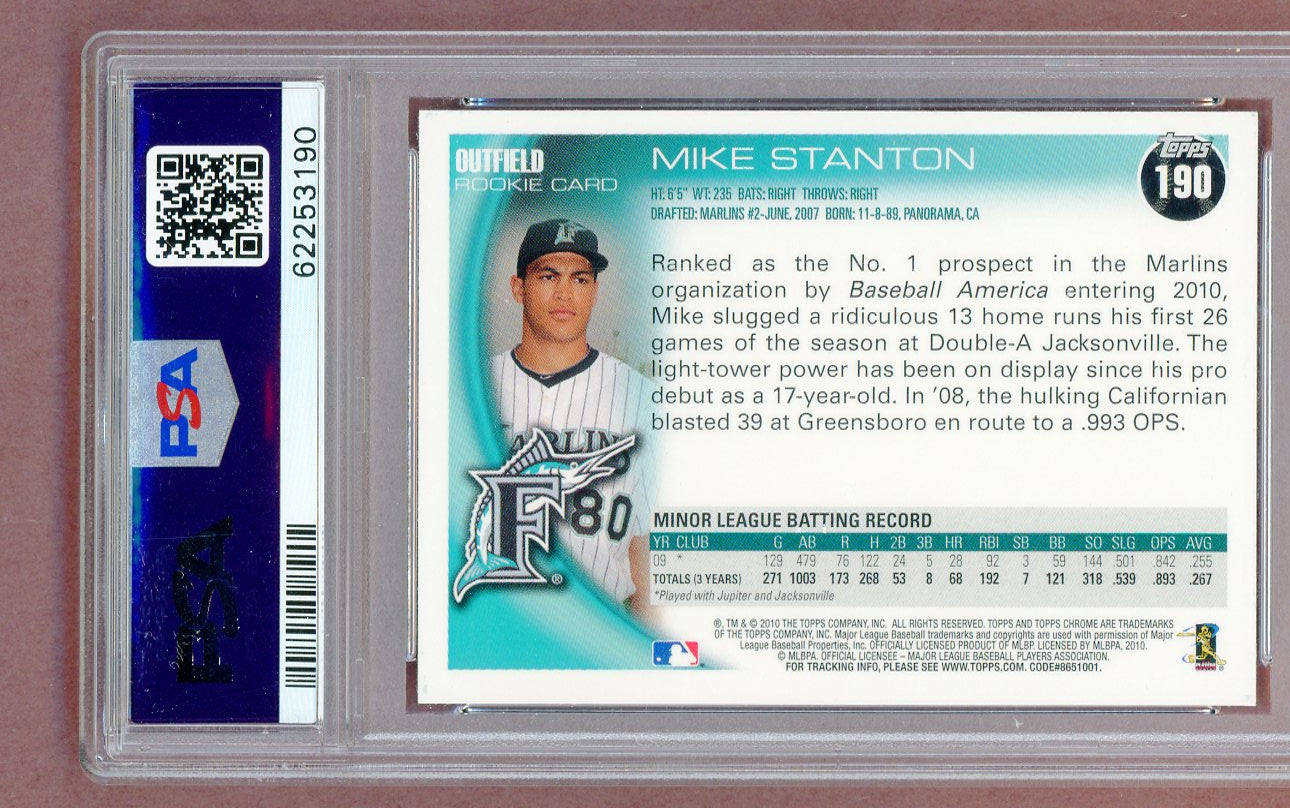 2010 Topps Chrome #190 Giancarlo Stanton Marlins PSA 9 MINT 561383