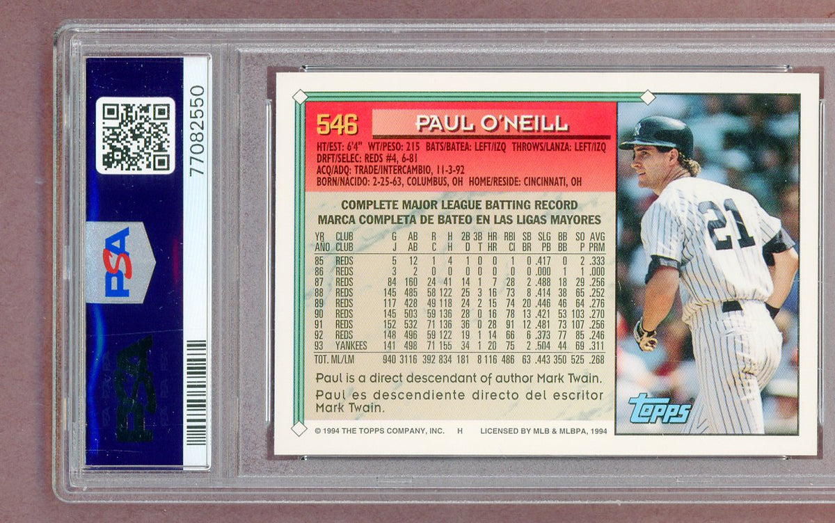 1994 Topps Bilingual #546 Paul O'Neill Yankees PSA 9 MINT 561384