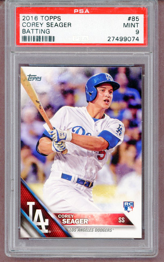 2016 Topps #085 Corey Seager Dodgers PSA 9 MINT Batting 561385