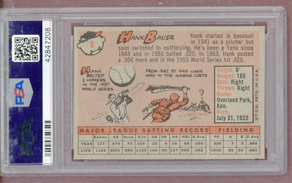 1958 Topps Baseball #009 Hank Bauer Yankees PSA 8 NM/MT 561386