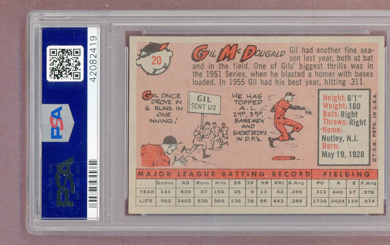 1958 Topps Baseball #020 Gil McDougald Yankees PSA 8 NM/MT 561388