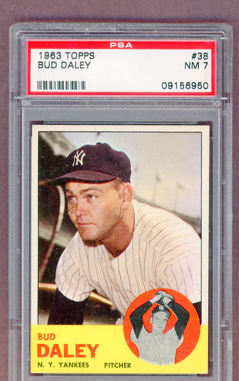 1963 Topps Baseball #038 Bud Daley Yankees PSA 7 NM 561391