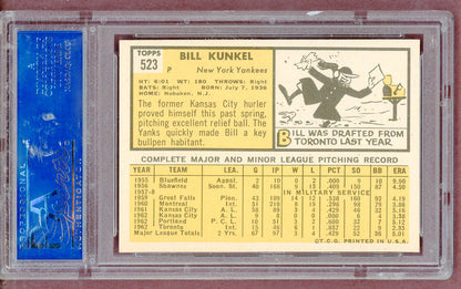 1963 Topps Baseball #523 Bill Kunkel Yankees PSA 8 NM/MT 561397