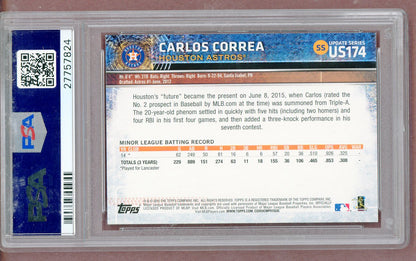 2015 Topps Update #US174 Carlos Correa Astros PSA 9 MINT Catching 561398