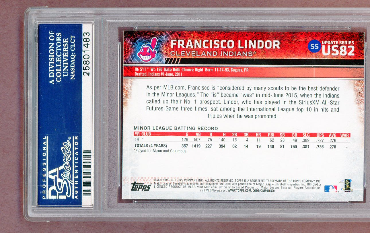 2015 Topps Update #US82 Francisco Lindor Indians PSA 9 MINT No Sparkle 561400