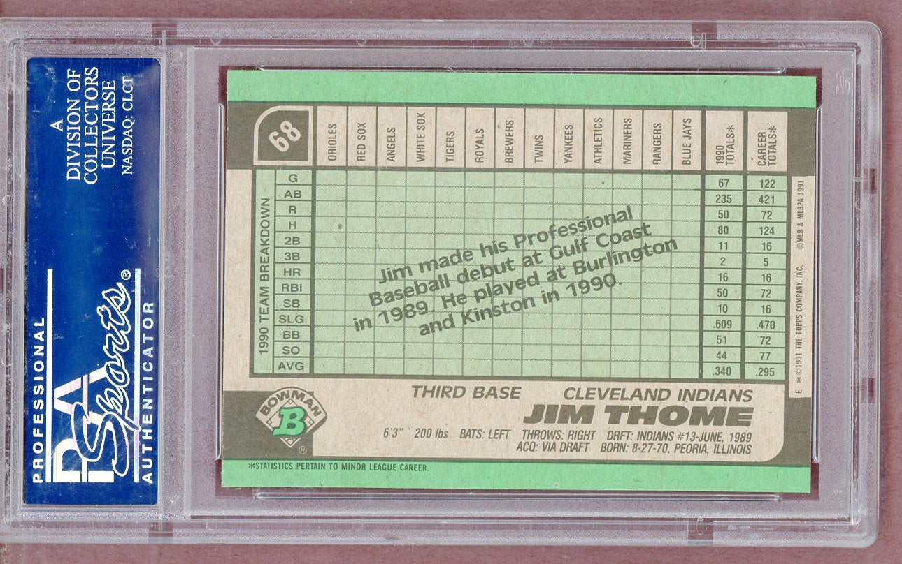 1991 Bowman #068 Jim Thome Indians PSA 9 MINT 561401