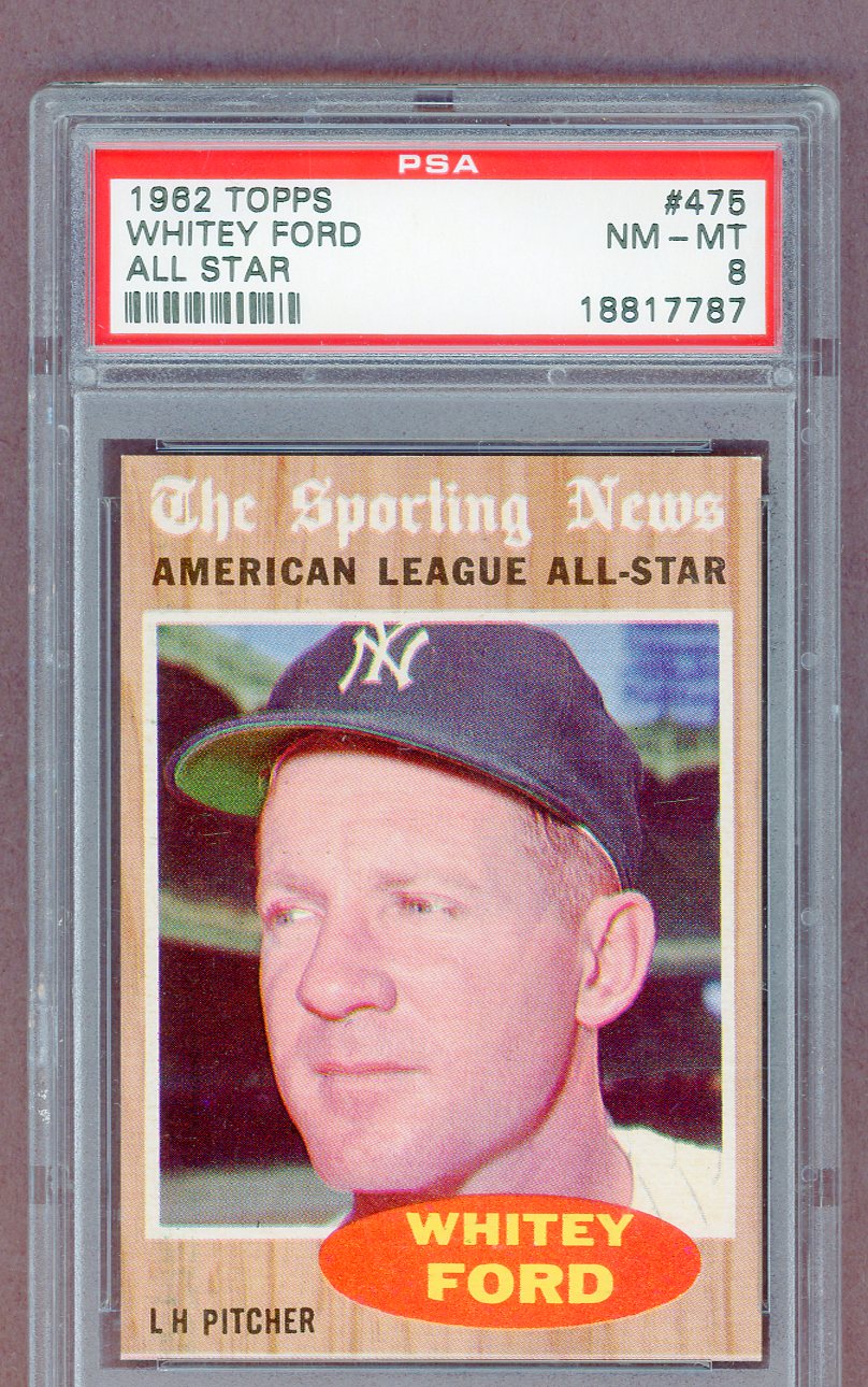 1962 Topps Baseball #475 Whitey Ford A.S. Yankees PSA 8 NM/MT 561403