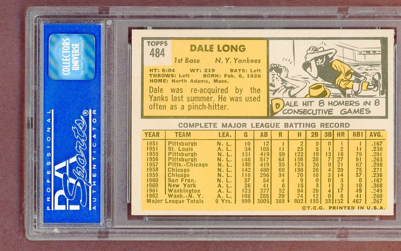 1963 Topps Baseball #484 Dale Long Yankees PSA 7 NM 561407