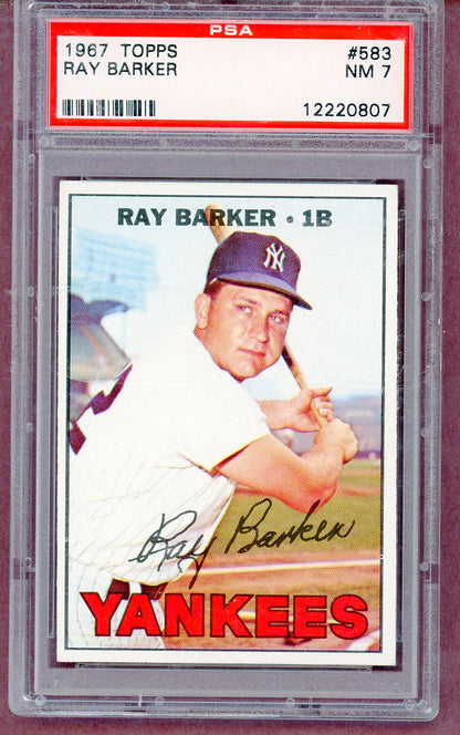 1967 Topps Baseball #583 Ray Barker Yankees PSA 7 NM 561409