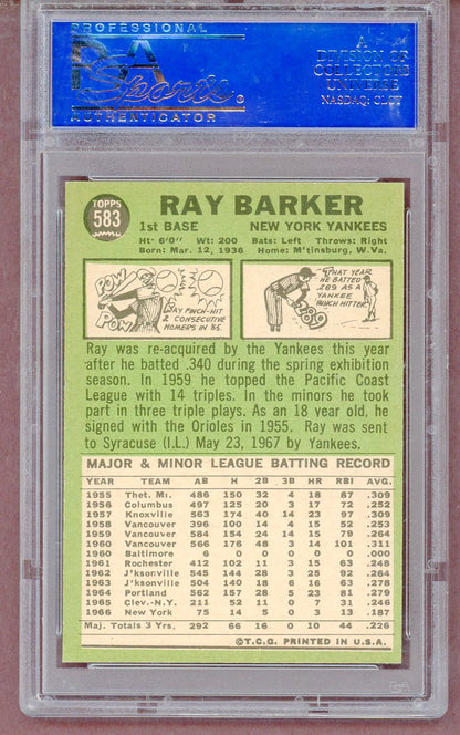 1967 Topps Baseball #583 Ray Barker Yankees PSA 7 NM 561409