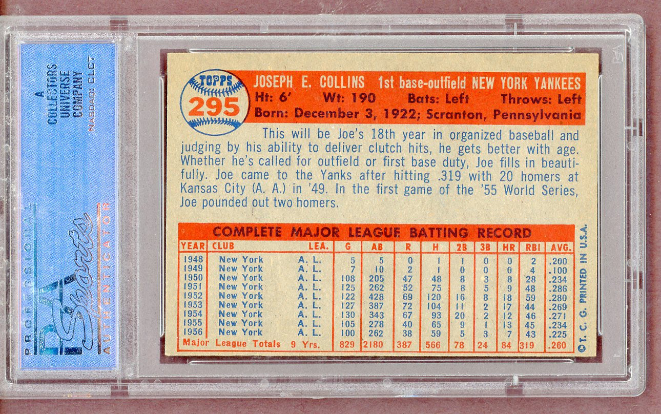1957 Topps Baseball #295 Joe Collins Yankees PSA 7 NM 561410