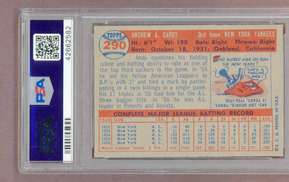 1957 Topps Baseball #290 Andy Carey Yankees PSA 7 NM 561412