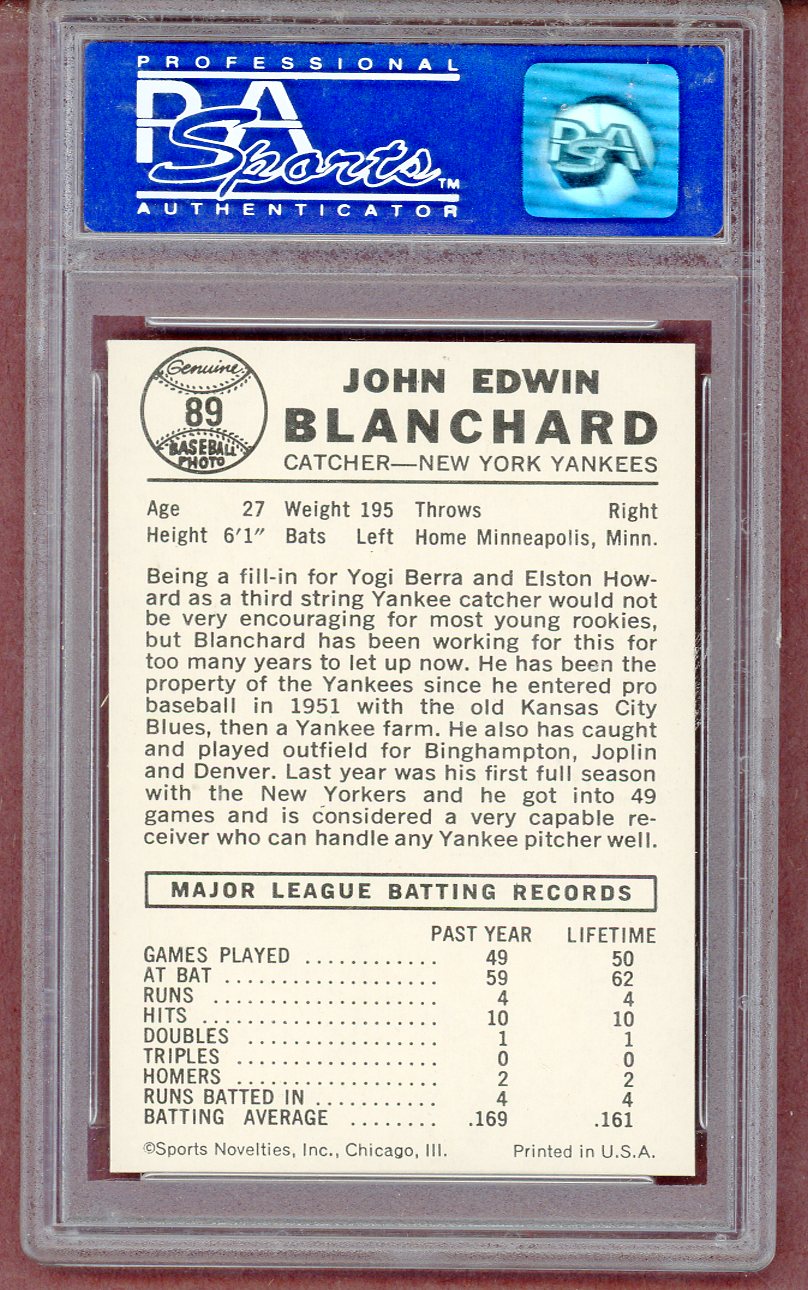 1960 Leaf Baseball #089 John Blanchard Yankees PSA 8 NM/MT 561425