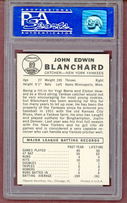 1960 Leaf Baseball #089 John Blanchard Yankees PSA 8 NM/MT 561425
