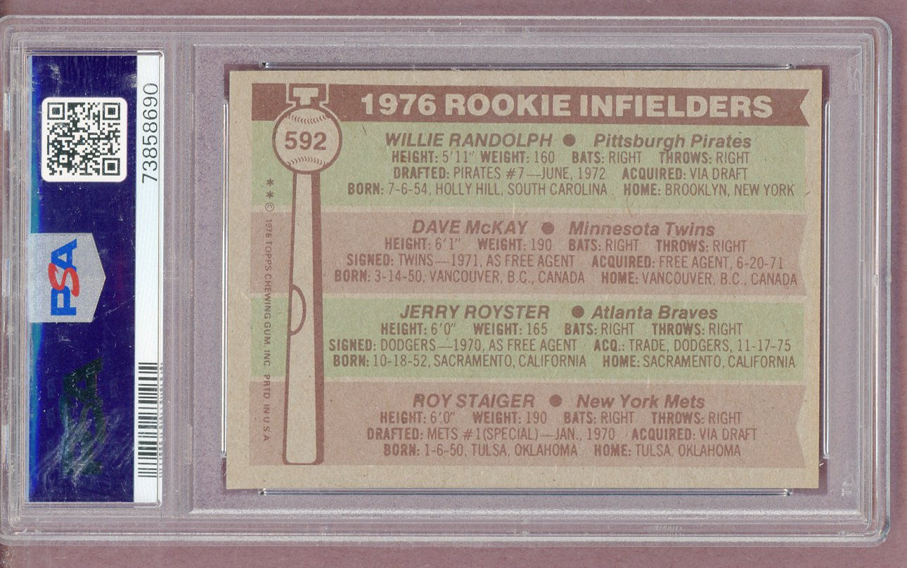 1976 Topps Baseball #592 Willie Randolph Pirates PSA 8 NM/MT 561433