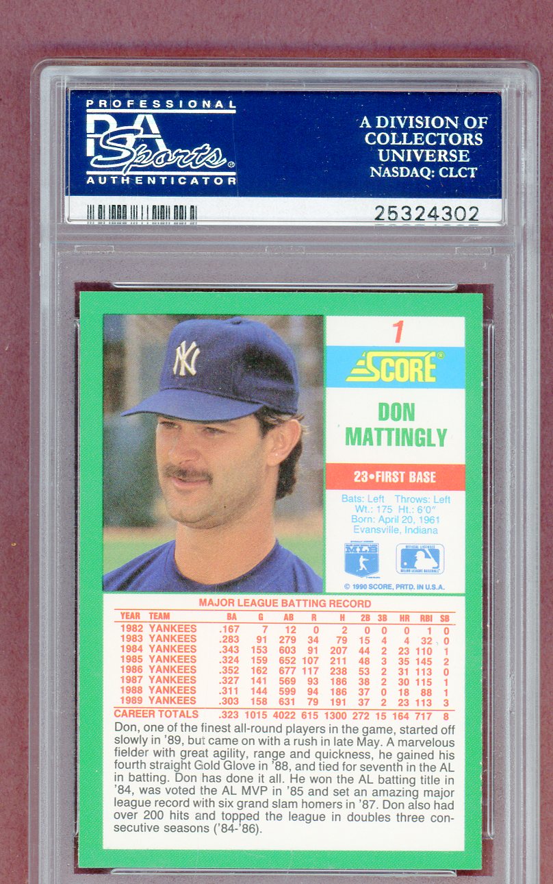 1990 Score #001 Don Mattingly Yankees PSA 10 GEM MINT 561436