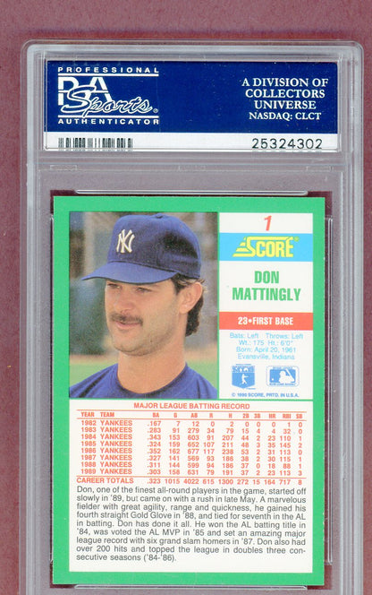1990 Score #001 Don Mattingly Yankees PSA 10 GEM MINT 561436