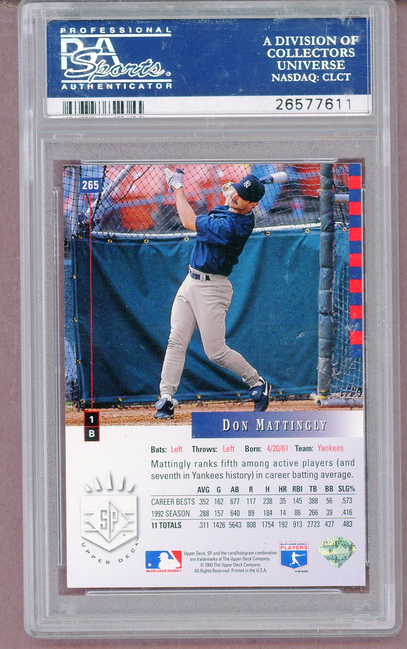1993 SP #265 Don Mattingly Yankees PSA 10 GEM MINT 561437