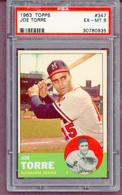 1963 Topps Baseball #347 Joe Torre Braves PSA 6 EX-MT 561446