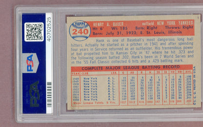 1957 Topps Baseball #240 Hank Bauer Yankees PSA 6 EX-MT 561447