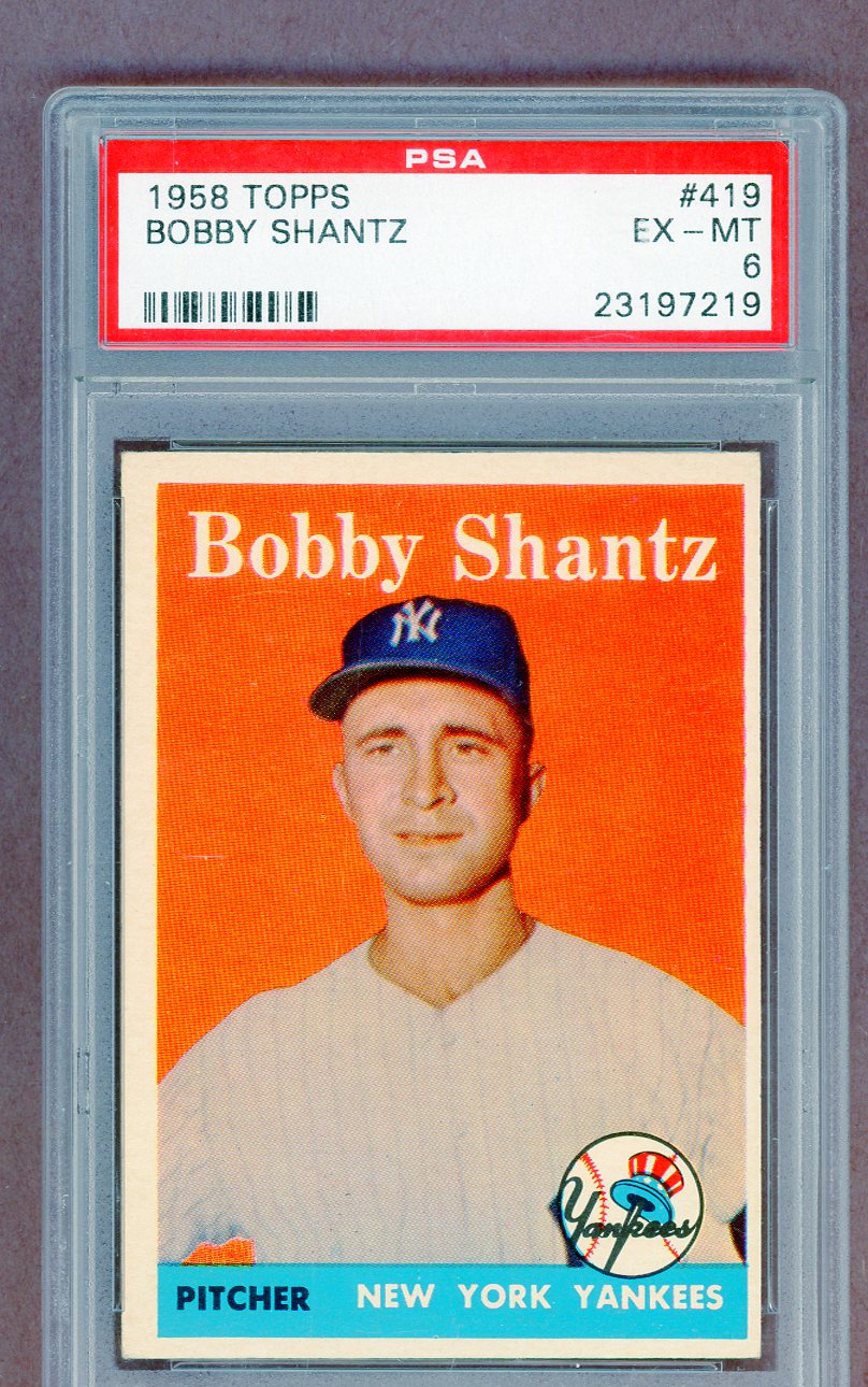 1958 Topps Baseball #419 Bobby Shantz Yankees PSA 6 EX-MT 561448