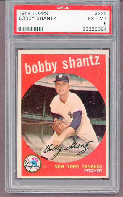 1959 Topps Baseball #222 Bobby Shantz Yankees PSA 6 EX-MT 561449