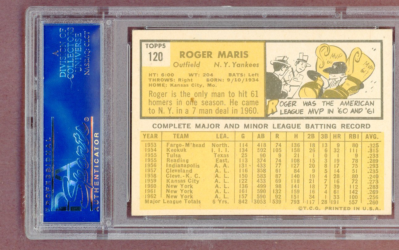 1963 Topps Baseball #120 Roger Maris Yankees PSA 6 EX-MT 561451