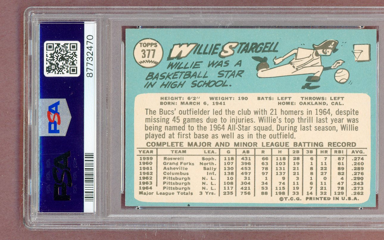 1965 Topps Baseball #377 Willie Stargell Pirates PSA 6 EX-MT 561459