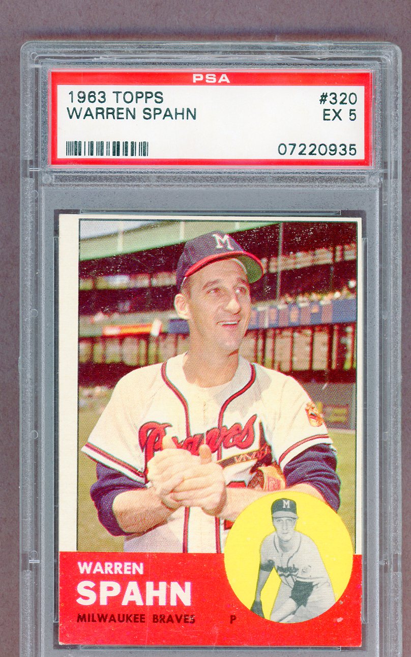 1963 Topps Baseball #320 Warren Spahn Braves PSA 5 EX 561464
