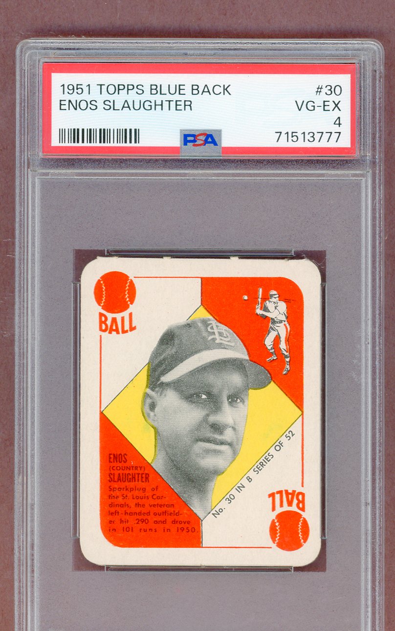 1951 Topps Blue Backs #030 Enos Slaughter Cardinals PSA 4 VG-EX 561467