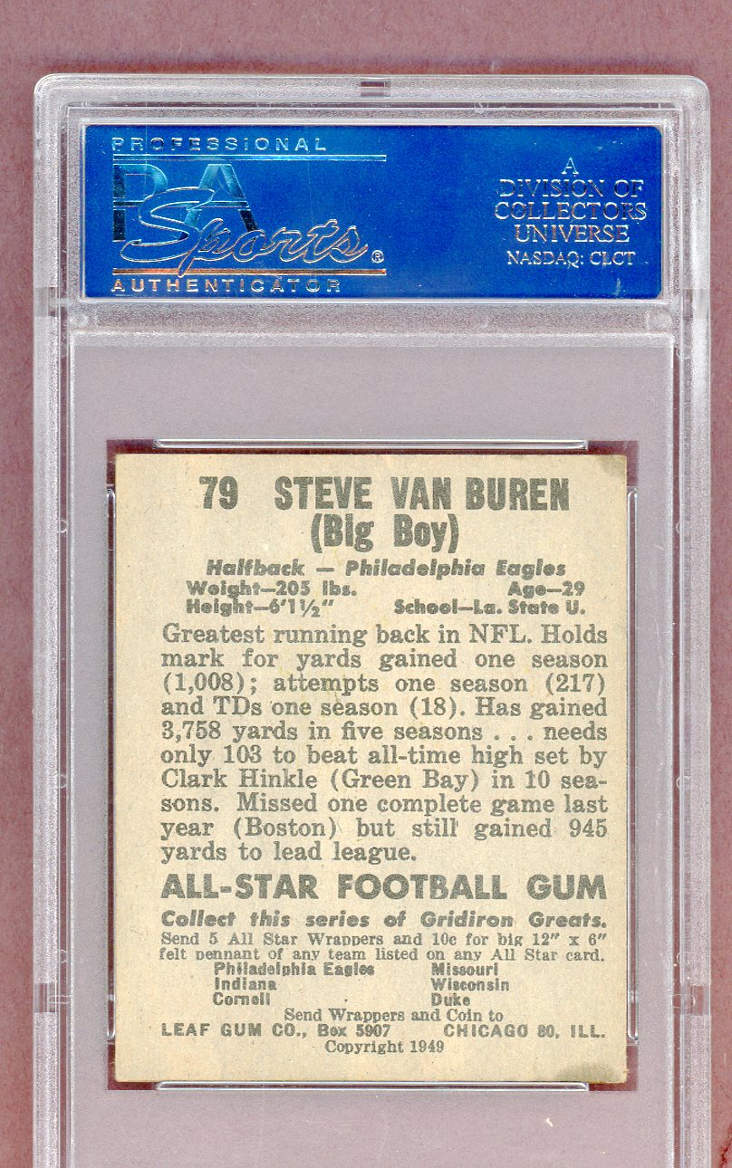 1949 Leaf Football #079 Steve Van Buren Eagles PSA 4 VG-EX 561468