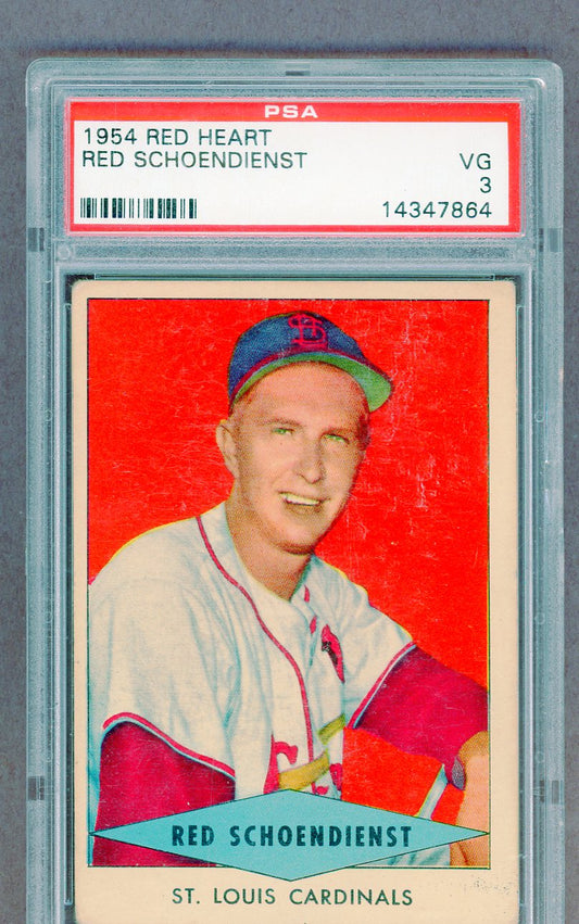 1954 Red Heart Red Schoendienst Cardinals PSA 3 VG 561476